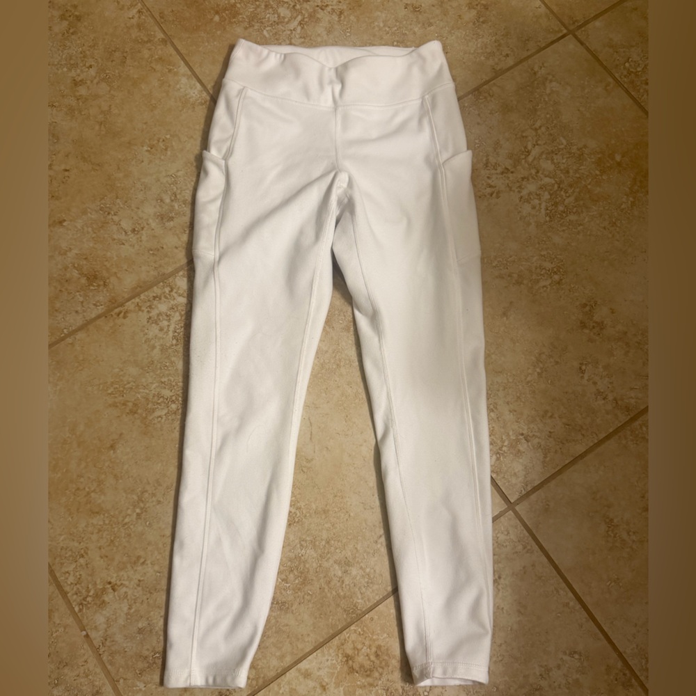White Fleece Jogger Pants